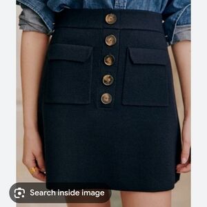 Sézane Navy Sorena Skirt